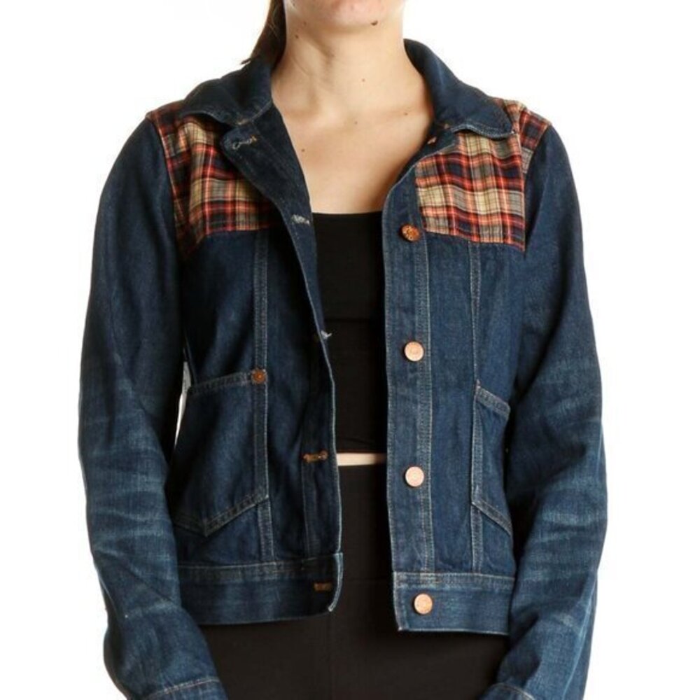 Madewell Denim Plaid Trucker Jean Jacket NWOT - Picture 1 of 13